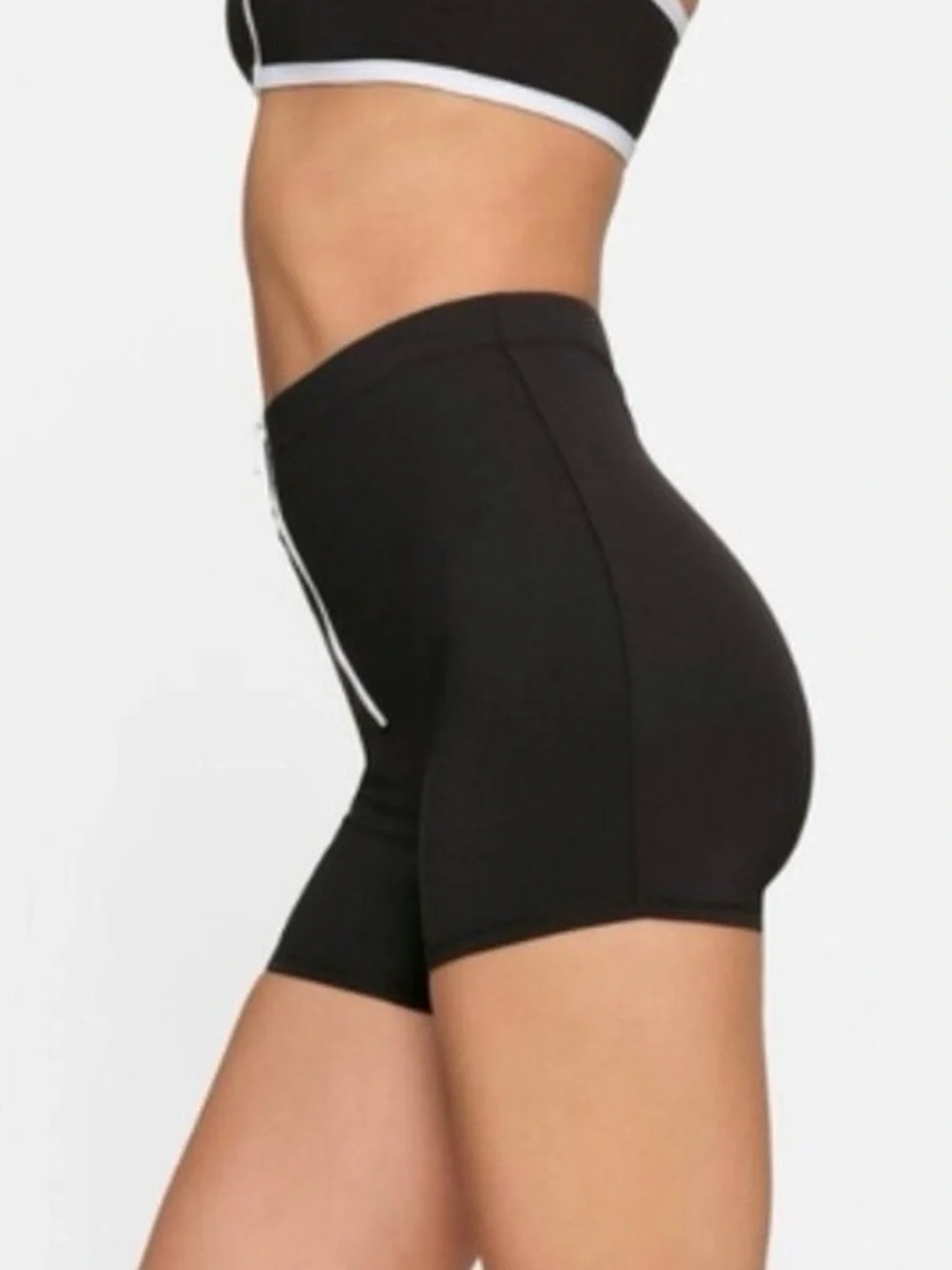 Skims Swim High-Rise Black Sporty Zipper Women's Shorts